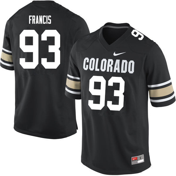 Men #93 Tyler Francis Colorado Buffaloes College Football Jerseys Sale-Home Black - Click Image to Close